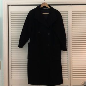 Reflections black wool long trench jacket coat